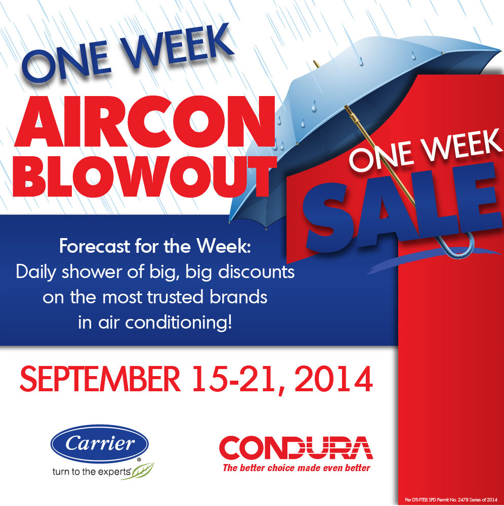 Carrier and Condura offer great discounts on air-conditioning units